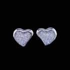 Heart Shape Silver Cubic Zirconia Earrings / S925 Plating White Gold Earrings For Lady