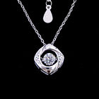 Square Shape 925 Silver Cubic Zirconia Necklace Charming Dancing Diamond Necklace