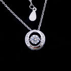 CZ Stone 925 Sterling Silver Necklace Round Shape Dancing Diamond Necklace