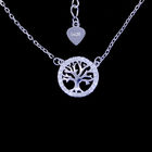925 Silver Cubic Zirconia Necklace Round Tree Pendant For Unisex Gender