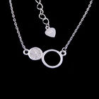 Elegant Design Sterling Silver Pendant Necklace 925 Two Round Shape