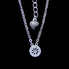 Round Wheel Cubic Zirconia Diamond Pendant Necklace With Plated Rhodium