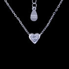 Beautiful Ladies Sterling Silver Cubic Zirconia Heart Necklace Jewelry Korean Style