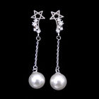 Silver 925 Star Chandelier Earrings , Platinum Jewellery Silver Pearl Drop Earrings