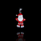 White Red Epoxy Kids Silver Jewellery / Santa Claus Pendant Christmas Gifts