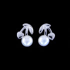 Cherry Shape Children Silver Jewellery S925 Platinum With Real Pearl