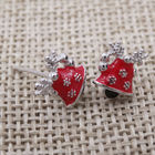 Enamel Design Children Silver Jewellery Christmas Elk Bell Shape Earrings