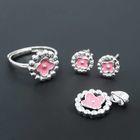 European Style Round Pink Heart Jewelry Pure 925 Silver For Girls