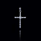 Plated RH S925 Sterling Silver Cubic Zirconia Cross Pendant Simple Style