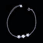 Five Flowers Silver Cubic Zirconia Bracelet Korean Style For Young Girls
