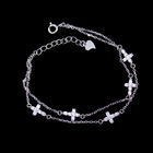 Little Cross Shape Personalized 925 Silver Cubic Zirconia Bracelet Minimalist Style