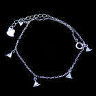 Simple Engagement Charm Bracelet , Triangle Shape 925 Sterling Silver Jewelry