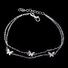 Two Chains Style 925 Silver Cubic Zirconia Bracelet Jewelry With Three Butterflies Items