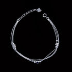 Heart Shape Plain Charm Bracelet / Simple Pure Silver Bracelet With Triple Chain