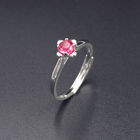 Personalized Silver Cubic Zirconia Rings Pure 925 Silver Glass Zircon With Red Crystal