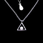 Triangle Shape Silver Pearl Necklace / Simple Elegant Freshwater Pearl Jewelry