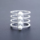 Four Layers Design Silver Pearl Ring Pure 925 Vintage Jewelry For Bigger Finger