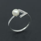 Freshwater Pearl Engagement Rings Jewellery With V Shape Blank Design