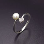 Heart Shape Silver Pearl Ring / Arrowhead Jewellery Pearl Halo Ring