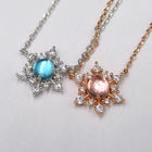 Glaze Plated Rose Gold Stone Necklace Snow Shape Azure 925 Silver