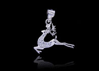 Motive Deer Design Silver Cubic Zirconia Pendant Jewellery Plating Rhodium