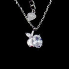 AAA Zircon Apple Fruit Adam And Eve 925 Silver Necklace / Sterling Silver Jewelry