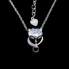 Zircon Stone Strling Silver Necklace Fox Style Animal With Shining / 925 Silver Jewelry