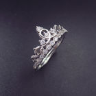 Crown White Gold Real 925 Silver Ring With CZ Plated Rhodium / Pure Silver Jewellery