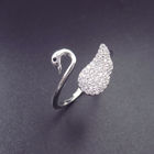 Personalized Swan Ring Open Size Free Style Pure 925 Silver Lovely Animal For Girls