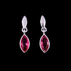 Simple 925 Sterling Silver Earrings With Red Garnet Zircon For Anniversary