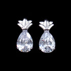 Fashion Pineapple S925 Silver Earrings Fruit Shining Stone Small Exquisite Jewelry