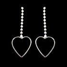Plain Pure Silver Heart Earrings / Silver Bead String Hanging Earrings For Women