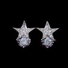 Unique Small Star Earrings Silver 925 Jewelry Shining Stone Elegant Korean Style
