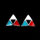 Enamel Earrings Colorful Red Blue Withe Triangle For Girls Children Design