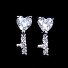 Small Heart Shape Key Earring In Silver Small Korean Design AAA Zircon