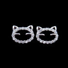 Cat Silver 925 Stud Earrings With CZ Very Cute And Smile Face Lovely
