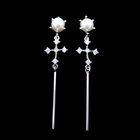 9 X 42 MM Thin And Long Drop Earrings Made Of 925 Silver For Mature Woman
