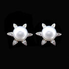 Little Stone 925 Silver Natural Pearl Earrings Simple And Romantic Size 10 X 10 MM