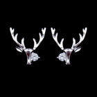 Fancy Deer / Reindeer Head 925 Silver Stud Earrings For Christmas Gift