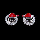 Fashionable 925 Sterling Silver Jewelry Santa Claus Stud Earrings For Anniversary