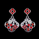 Sterling Silver Cubic Zirconia Earrings / Color Enamel Love Heart Stud Earrings For Lady Jewelry