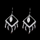 Lovely Serling 925 Silver Drop Earrings Indian Style With Eagle Feather Zircon