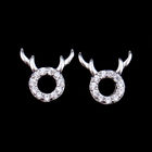 Fashionable Xmas ' Gift Deer Elk Antler Stud Earrings With Cubic Zircon