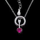 Red Cubic Zircon Silver Wedding Jewellery Necklace Romantic Round Heart Shape