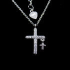 Special Cross Shape Cubic Zirconia Jewelry / Engaged Jewelry Silver Necklace