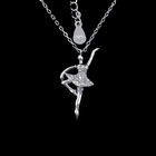 Shining Cz Stone Jewellery Girl Dancing Shape / 925 Silver Evening Necklace