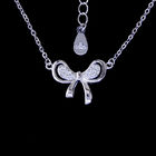 Romantic Love Shape Jewellery Silver Cubic Zircon Wedding Necklace For Bridal