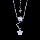Shining Cz Stone Jewellery Girl Dancing Shape / 925 Silver Evening Necklace