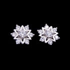 One Pair Silver Color Star Zircon Earrings , Female Engagement Jewelry