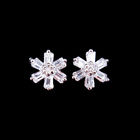 One Pair Silver Color Star Zircon Earrings , Female Engagement Jewelry